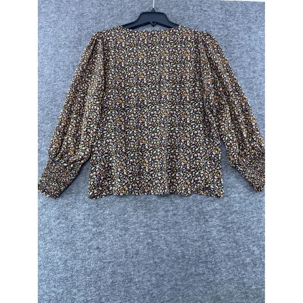 Madewell Ditsy Floral Button Front V-Neck Top Smocked Cuff